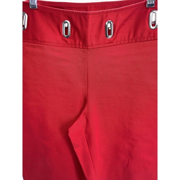 Work Order Capri Pants Red W/Silver Tone Metal Waist Detail Side Zip Size 12 EUC - Picture 3 of 11